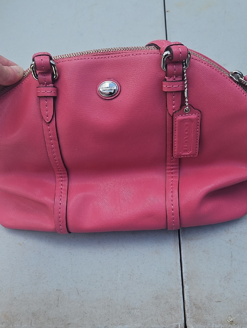 Coach Pink Dome Satchel with Leather Tag